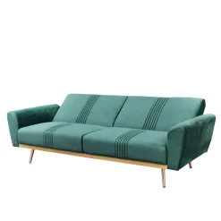 Flash Sale Sofa Samtige 3-Osobowa, Z Funkcja Spania, Welurowa Zielona 212X84X86.5 Cm Sofy