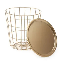 Online Stolik Scandi Zloty Z Czarnym Blatem 43X43X43 Cm Stoliki Ogródowe