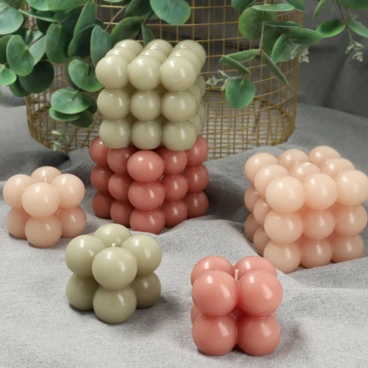 Shop Swieca Bubble Bezowa 6X6X6 Cm Świece Ogródowe