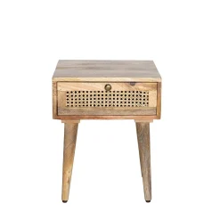 Clearance Szafka Nocna Natte Lite Drewno Mango Z Rattanem 40X40X50 Cm Szafki Nocne