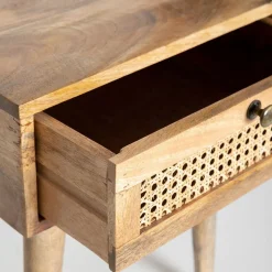 Clearance Szafka Nocna Natte Lite Drewno Mango Z Rattanem 40X40X50 Cm Szafki Nocne