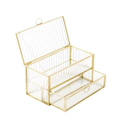 Flash Sale Szkatulka Na Bizuterie Grazia Z Szufladka Ze Szkla Prazkowanego 21X10X10,5 Cm Szkatułki