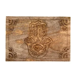 Shop Szkatulka Na Bizuterie Hamsa Z Drewna Mango Zlobiona 22X14X8 Cm Szkatułki