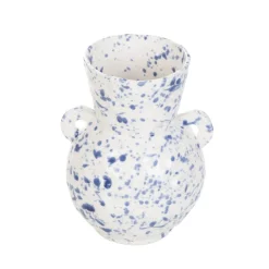 Outlet Wazon Serena Z Uszami W Niebieskie Plamki 15,5X14X20 Cm Wazony I Donice
