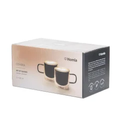 Cheap Zestaw Szklanek Cembra Retro Z Podwojna Scianka I Zielonym Uchem 2 Szt. 0.32 Naczynia Ogródowe I Piknikowe